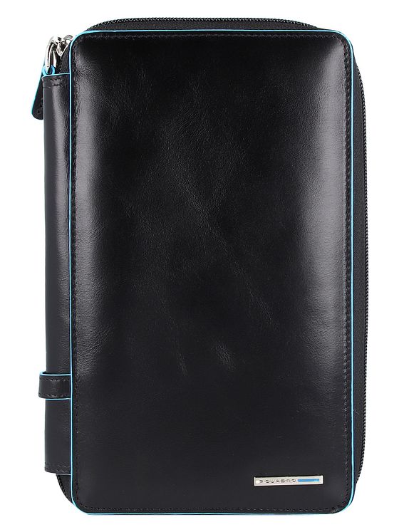 Piquadro Blå firkantet pasetui i læder 14 cm