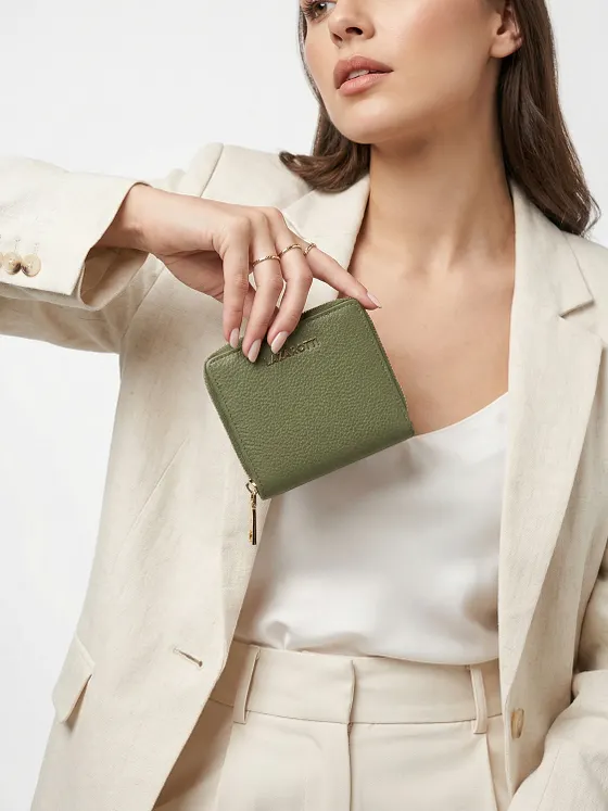 Lazarotti Cartera de piel «Bologna» mediana con cremallera perimetral, 10 cm