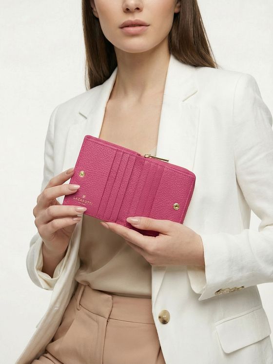 Lazarotti Boloňská kožená peněženka na zip střední velikosti Kožená 10 cm