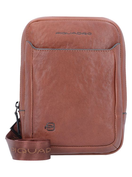 Piquadro Černá čtvercová taška přes rameno kožená 17 cm