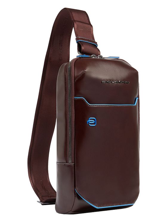 Piquadro Blå firkantet skuldertaske i læder 28 cm Piquadro Blå firkantet skuldertaske i læder 28 cm