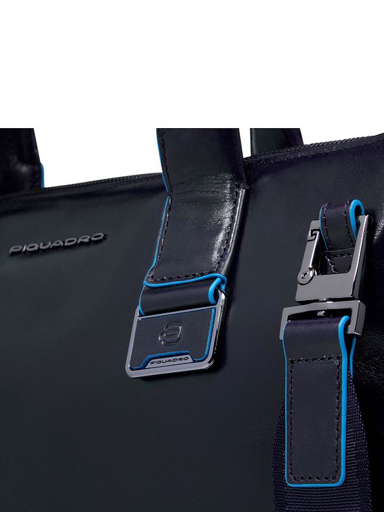 Piquadro Blue Square Nákupní taška Kůže 38 cm Kapsa na notebook s roztažitelným záhybem