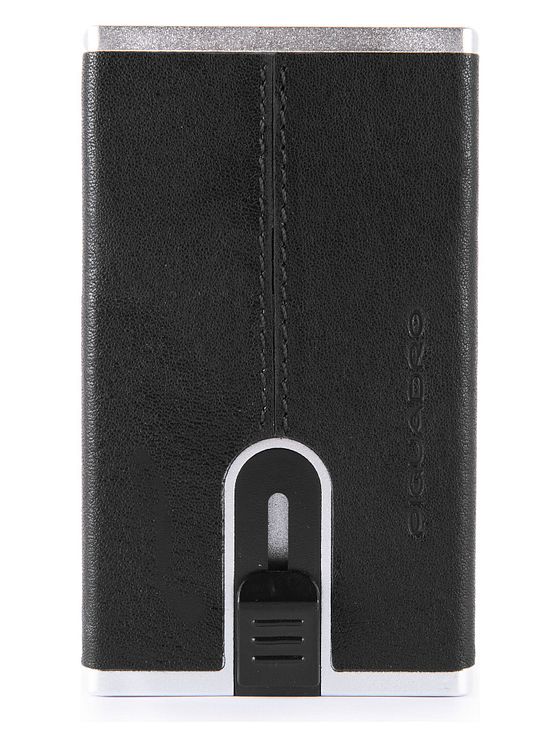 Piquadro Sort firkantet kreditkortholder RFID-læder 6 cm