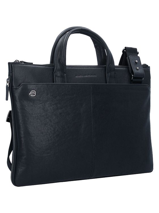 Piquadro Sort firkantet dokumentmappe i læder med 42 cm laptop-rum