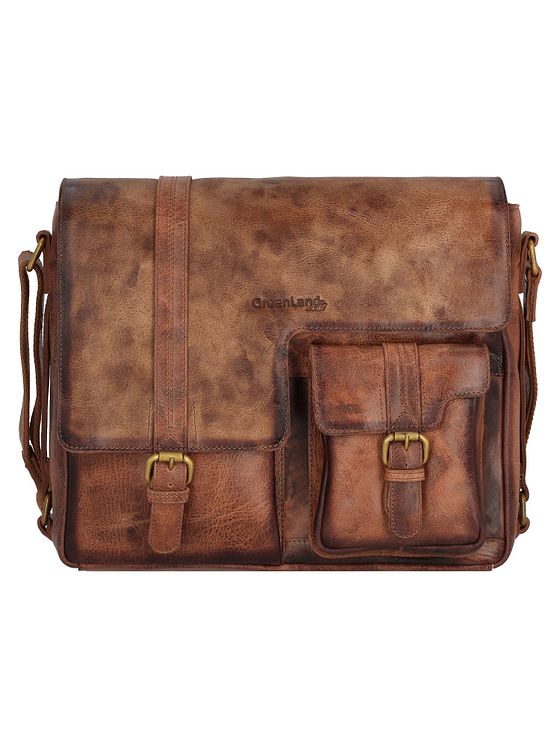 Greenland Nature Mascu & Line skuldertaske i læder 30 cm