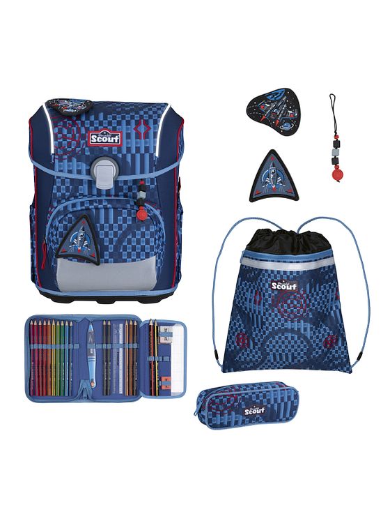 Scout Neo Exklusiv Safety Light Skoleransel-sæt 5-delt
