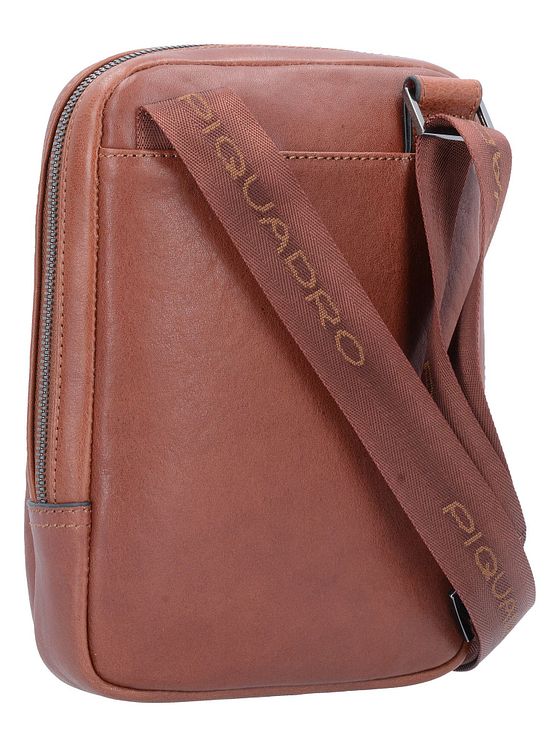 Piquadro Černá čtvercová taška přes rameno kožená 17 cm