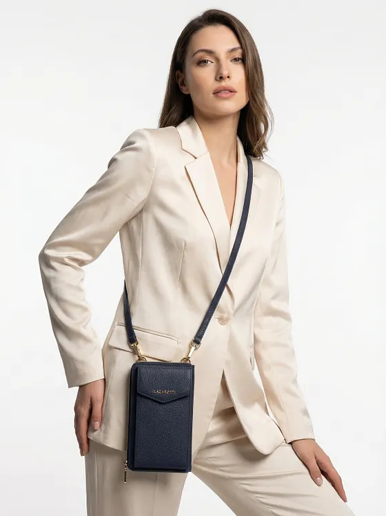 Lazarotti Cartera de piel de Bolonia con cremallera envolvente y funda de teléfono móvil, 19 cm Lazarotti Cartera de piel de Bolonia con cremallera envolvente y funda de teléfono móvil, 19 cm