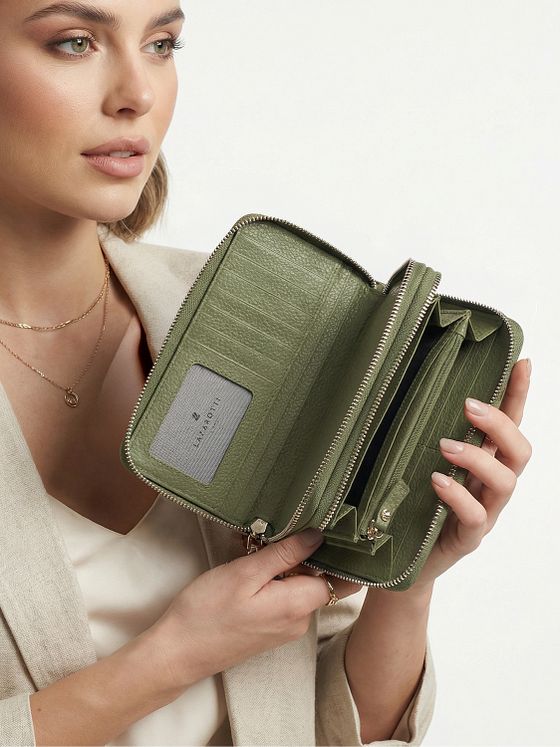 Lazarotti Bologna Leather XL dvojitá peněženka se zipem RFID Leather 20 cm