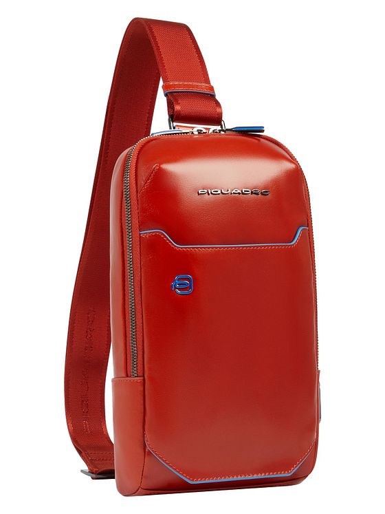 Piquadro Blå firkantet skuldertaske i læder 28 cm Piquadro Blå firkantet skuldertaske i læder 28 cm