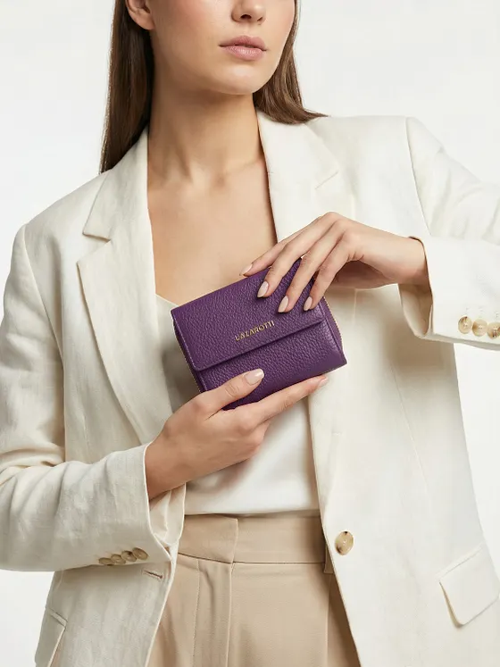 Lazarotti Cartera de piel «Bologna» con cremallera envolvente, 12 cm