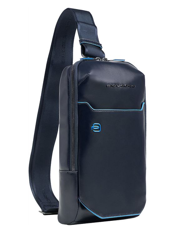 Piquadro Blå firkantet skuldertaske i læder 28 cm Piquadro Blå firkantet skuldertaske i læder 28 cm