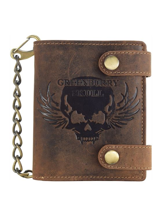 Greenburry Vintage Skull-pung i læder 10 cm