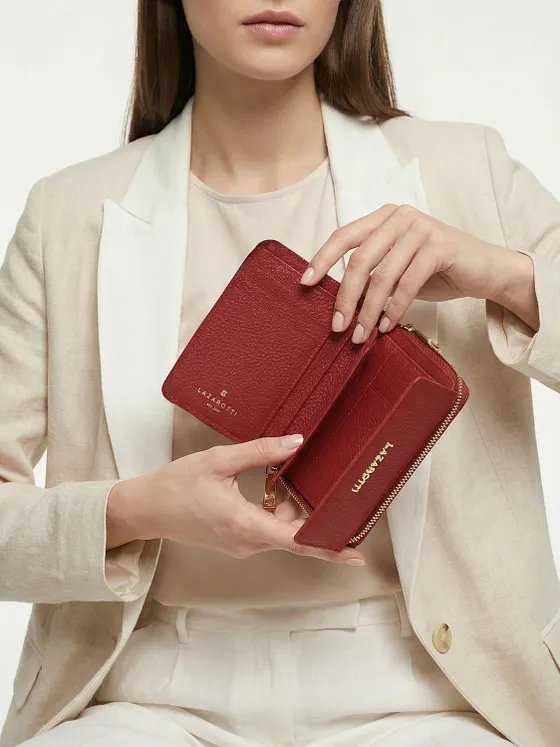 Lazarotti Cartera de piel «Bologna» con cremallera envolvente, 12 cm