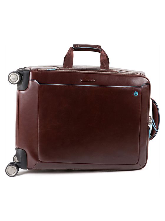 Piquadro Blue Square 4-hjulet kabinekuffert i læder med 55 cm rum til bærbar computer