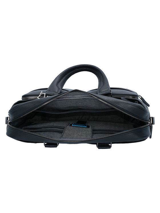 Piquadro Sort firkantet dokumentmappe i læder 39 cm med rum til bærbar computer