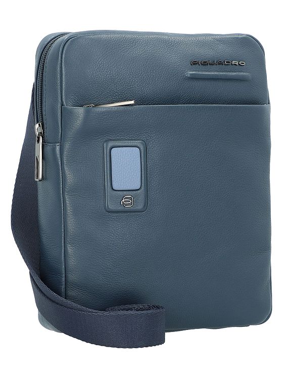 Piquadro Akron skuldertaske i læder 22 cm