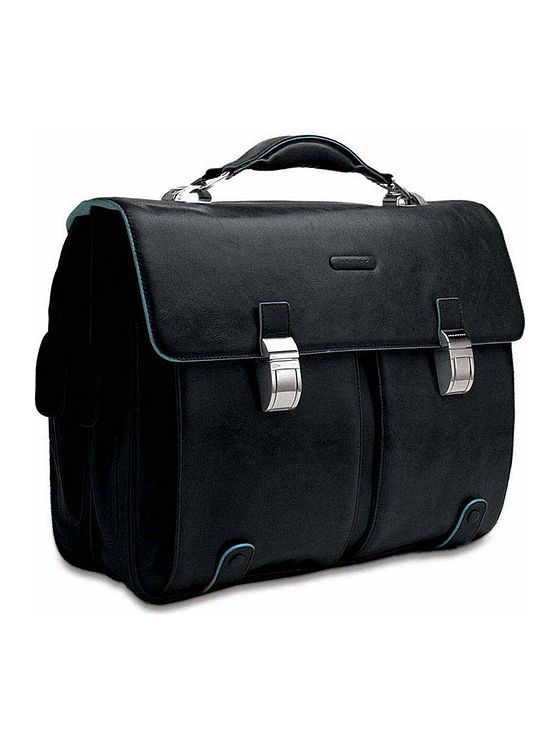 Piquadro Blå firkantet dokumentmappe i læder 43 cm rum til bærbar computer Piquadro Blå firkantet dokumentmappe i læder 43 cm rum til bærbar computer