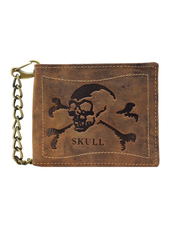Greenburry Vintage Skull-pung i læder 12 cm