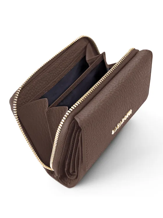 Lazarotti Cartera de piel «Bologna» con cremallera envolvente, 12 cm