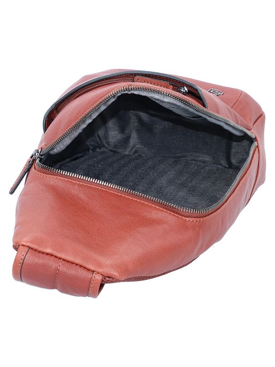 Piquadro Sort firkantet skuldertaske i læder 20 cm