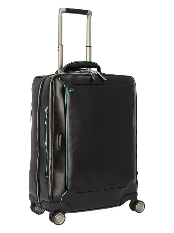 Piquadro Blue Square 4-hjulet kabinekuffert i læder med 55 cm rum til bærbar computer