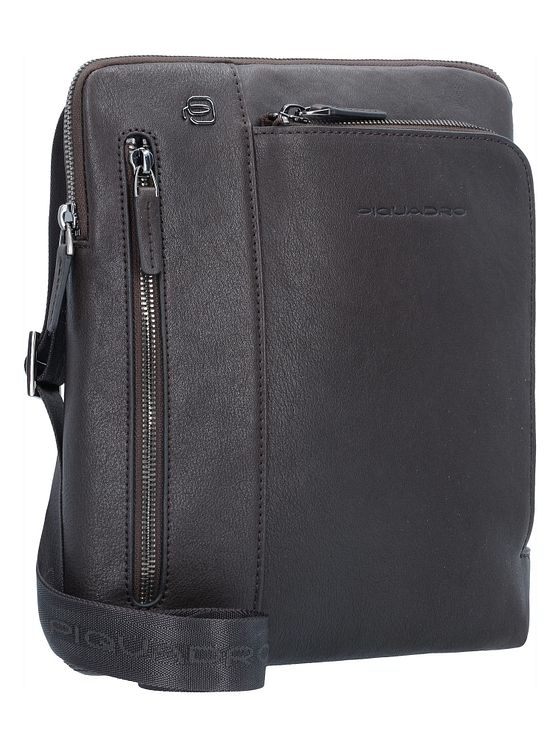 Piquadro Sort firkantet skuldertaske i læder 24 cm Piquadro Sort firkantet skuldertaske i læder 24 cm