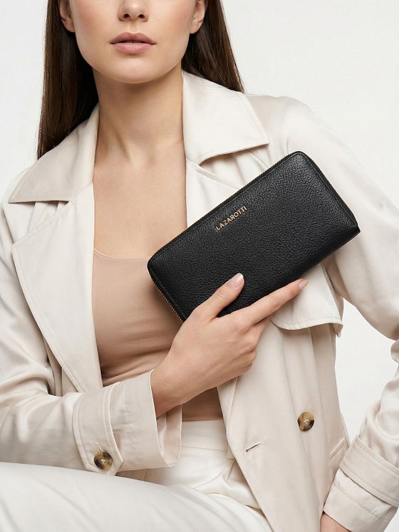 Lazarotti Bologna Leather XL Peněženka na zip Kožená 19 cm