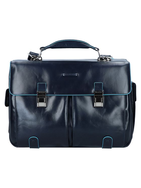 Piquadro Blå firkantet dokumentmappe i læder 43 cm rum til bærbar computer Piquadro Blå firkantet dokumentmappe i læder 43 cm rum til bærbar computer