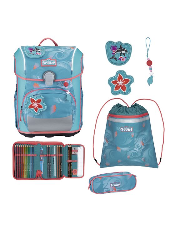 Scout Neo Exklusiv Safety Light Skoleransel-sæt 5-delt
