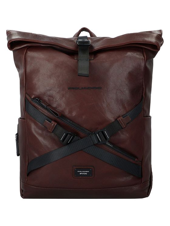 Piquadro Harper-rygsæk i læder med 48 cm rum til bærbar computer