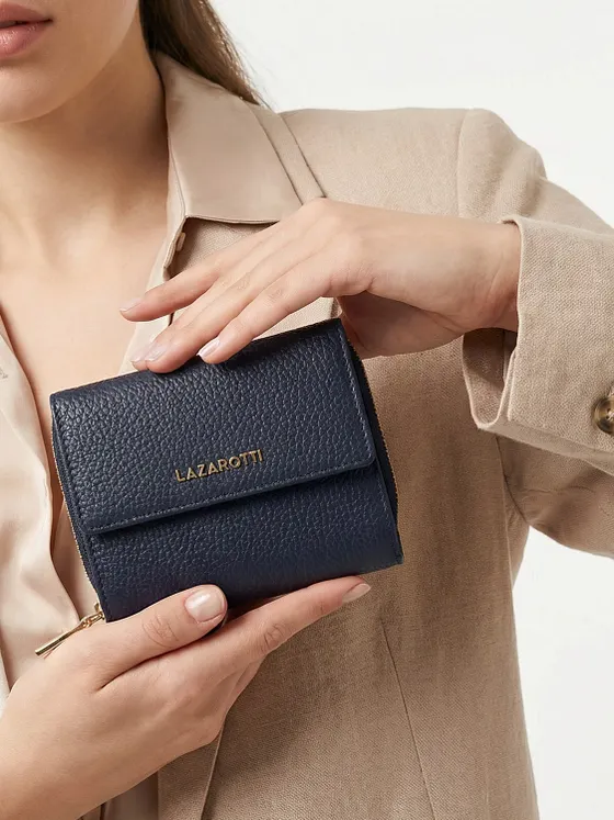 Lazarotti Cartera de piel «Bologna» con cremallera envolvente, 12 cm