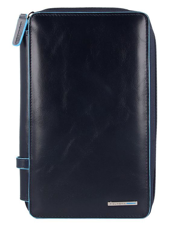 Piquadro Blå firkantet pasetui i læder 14 cm