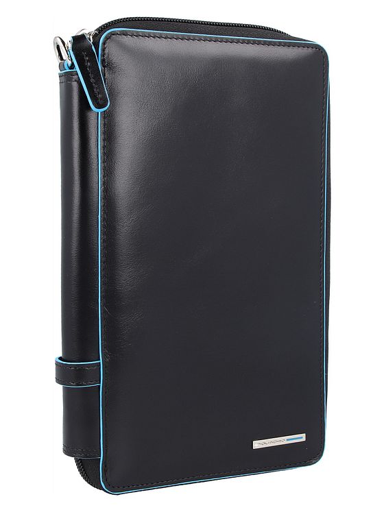 Piquadro Blå firkantet pasetui i læder 14 cm