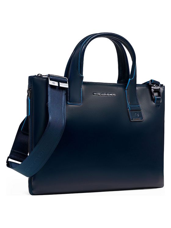 Piquadro Blue Square Nákupní taška Kůže 38 cm Kapsa na notebook s roztažitelným záhybem
