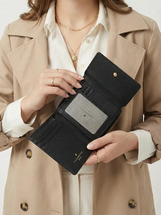 Lazarotti Cartera de piel «Bologna» con cremallera envolvente, 12 cm