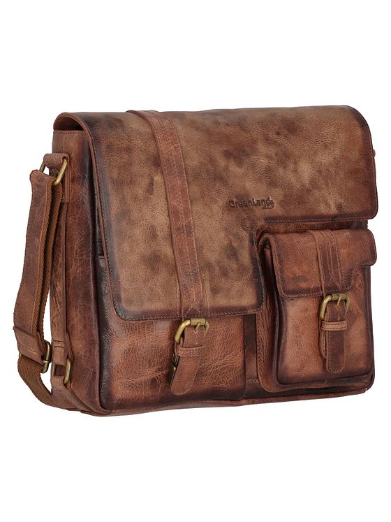 Greenland Nature Mascu & Line skuldertaske i læder 30 cm