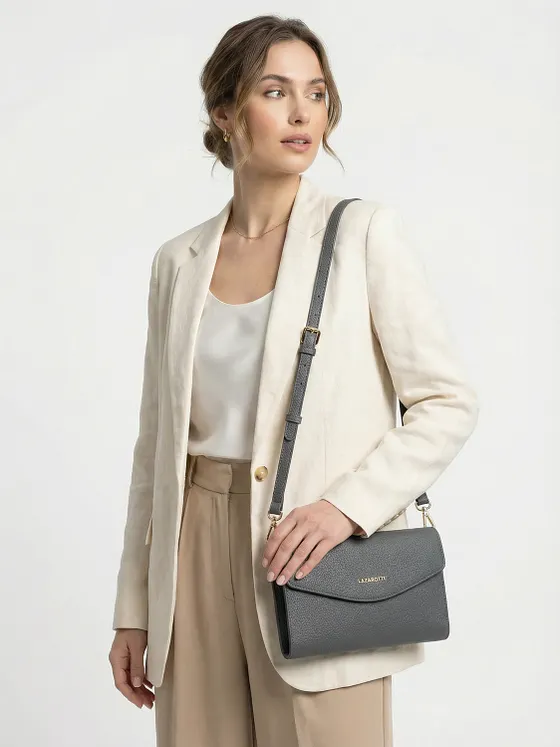 Lazarotti Bolsa de hombro de piel «Bologna» con correa para colgar, 23 cm Lazarotti Bolsa de hombro de piel «Bologna» con correa para colgar, 23 cm