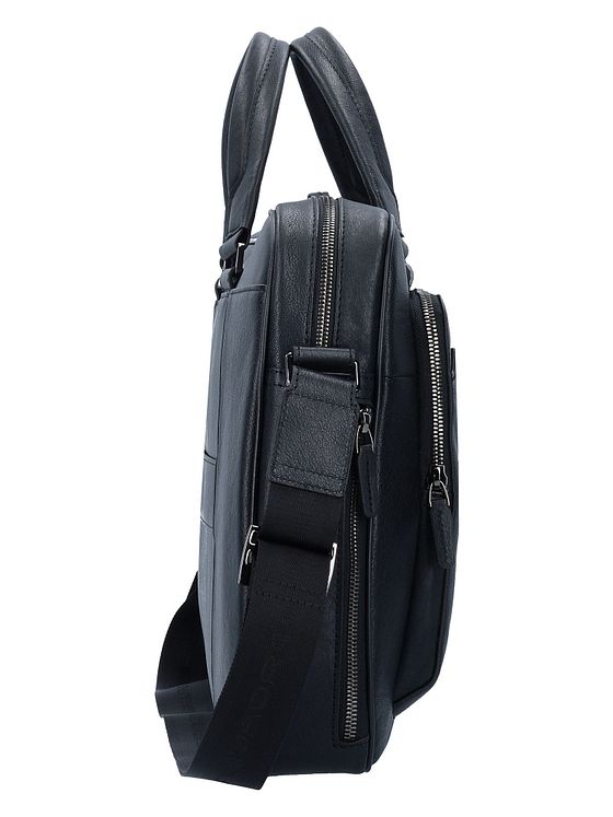 Piquadro Sort firkantet dokumentmappe i læder med 40 cm rum til bærbar computer