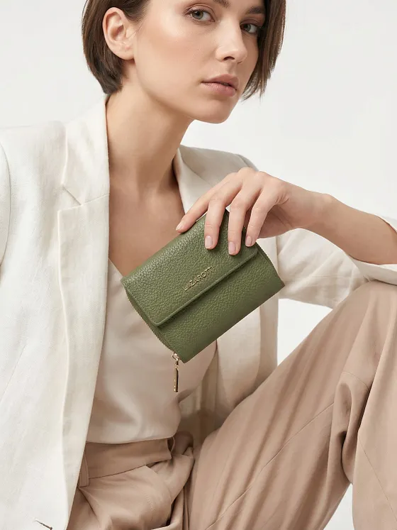 Lazarotti Cartera de piel «Bologna» con cremallera envolvente, 12 cm