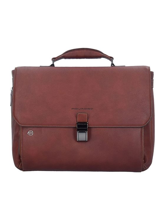 Piquadro Sort firkantet dokumentmappe i læder med 40 cm rum til bærbar computer