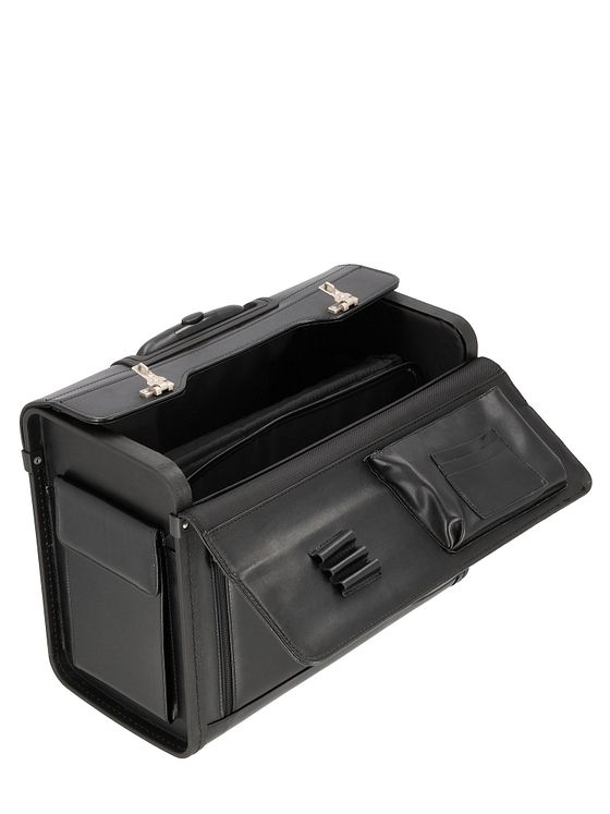 Dermata 2-hjulet pilot-trolley i læder 45,5 cm laptop-rum