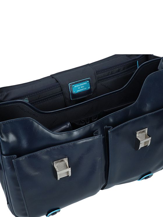 Piquadro Blå firkantet dokumentmappe i læder 43 cm rum til bærbar computer Piquadro Blå firkantet dokumentmappe i læder 43 cm rum til bærbar computer