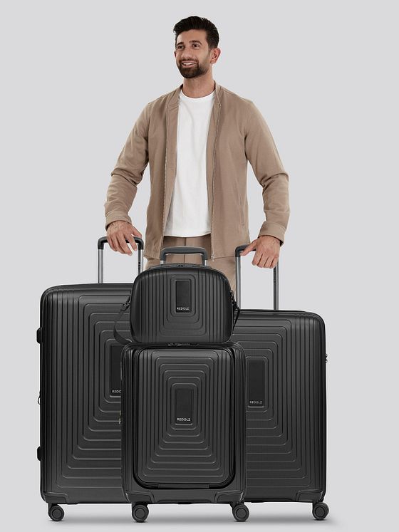 Redolz Essentials14 4-hjuls kuffertsæt Beautycase 4stk med udvidelsesfoldet laptoprum