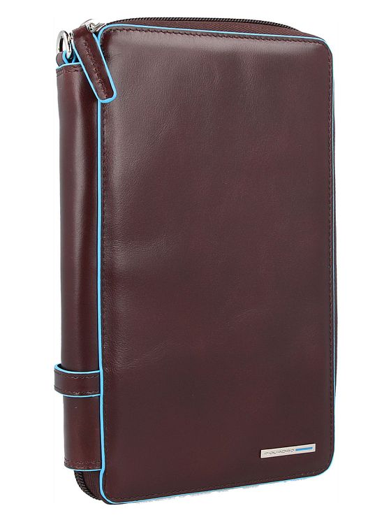 Piquadro Blå firkantet pasetui i læder 14 cm