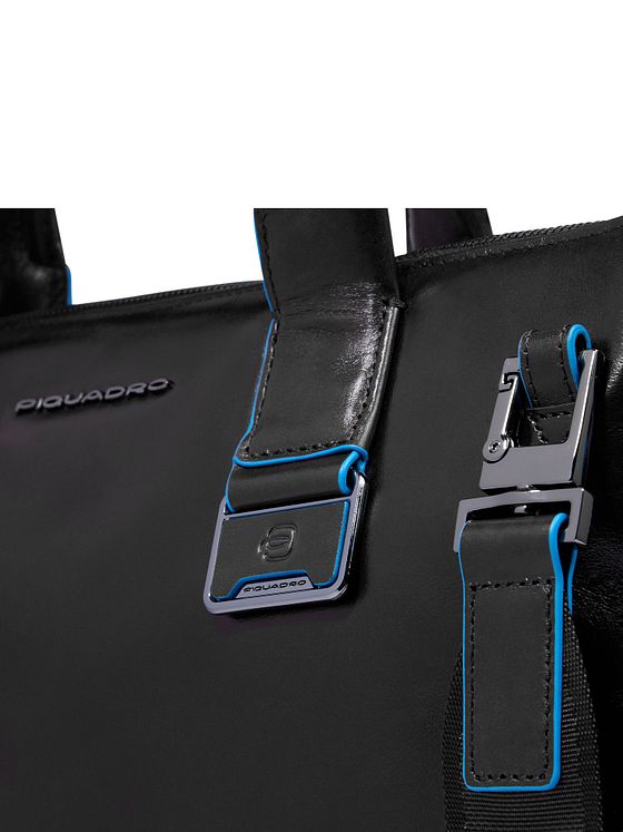 Piquadro Blue Square Nákupní taška Kůže 38 cm Kapsa na notebook s roztažitelným záhybem
