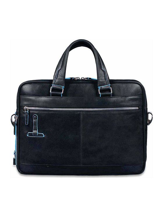 Piquadro Modrá čtvercová aktovka III kožená 39 cm s přihrádkou na notebook