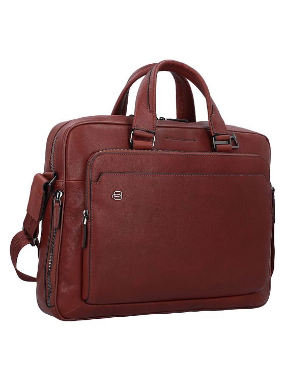 Piquadro Sort firkantet dokumentmappe i læder med 40 cm rum til bærbar computer