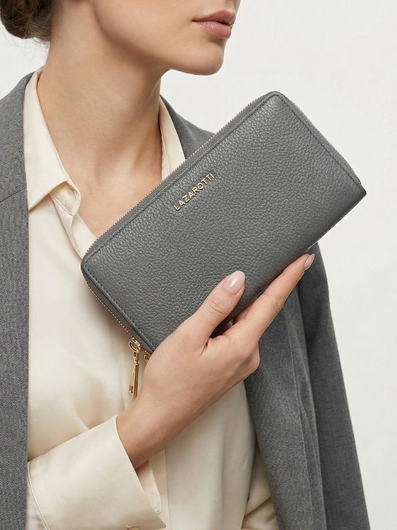 Lazarotti Bologna Leather XL dvojitá peněženka se zipem RFID Leather 20 cm