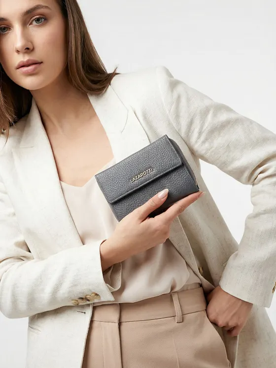 Lazarotti Cartera de piel «Bologna» con cremallera envolvente, 12 cm